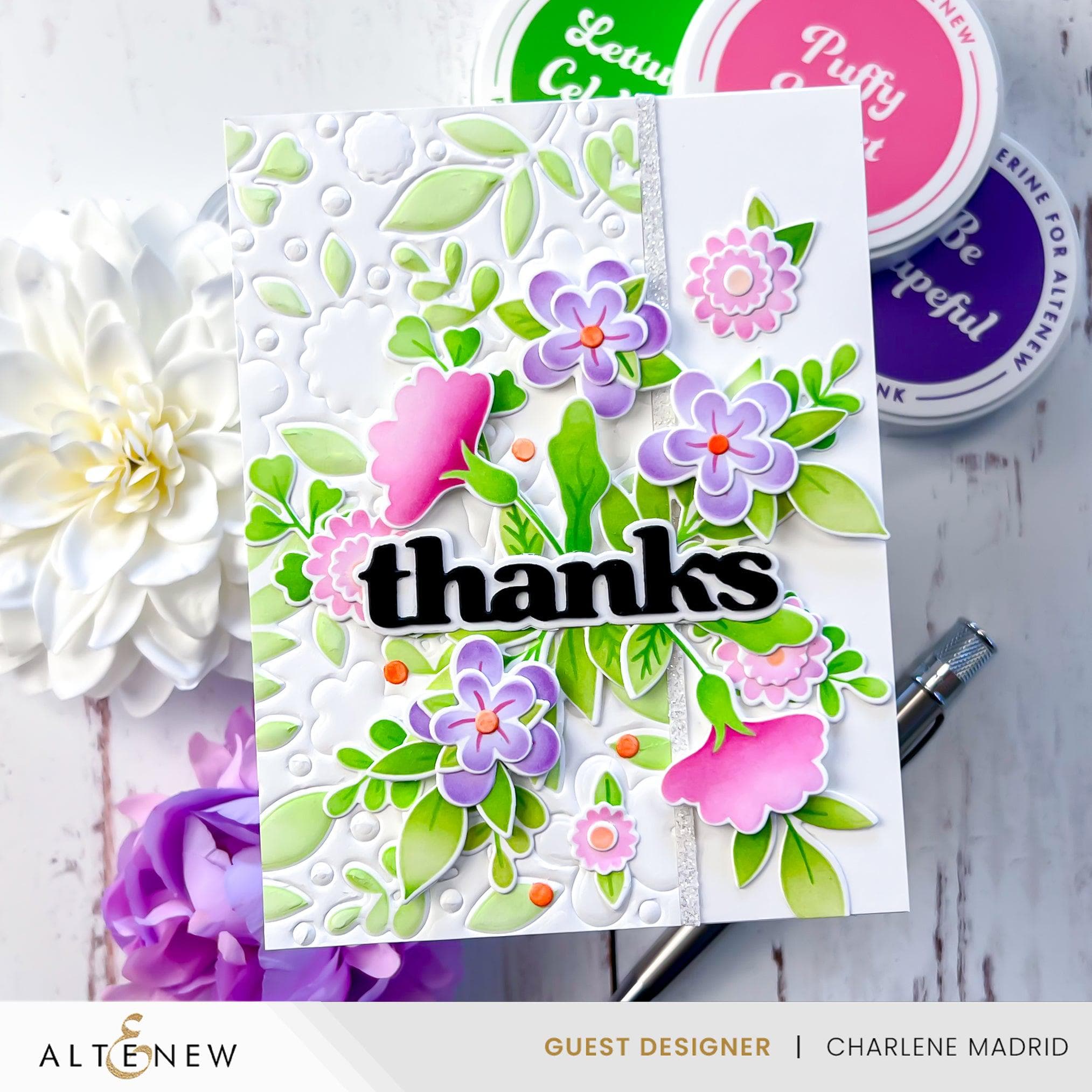 easy thank you card with lots of colors and dimension