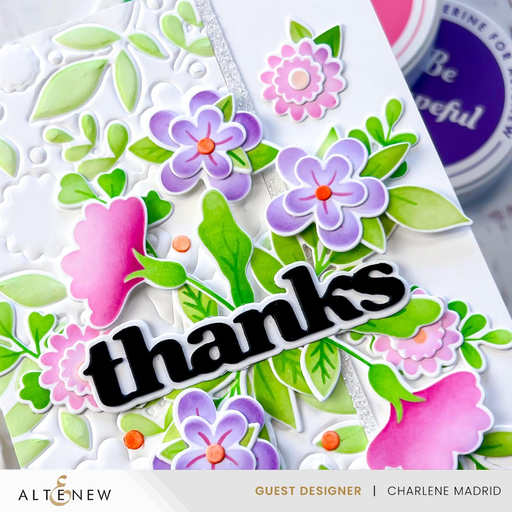 easy thank you card with lots of colors and dimension